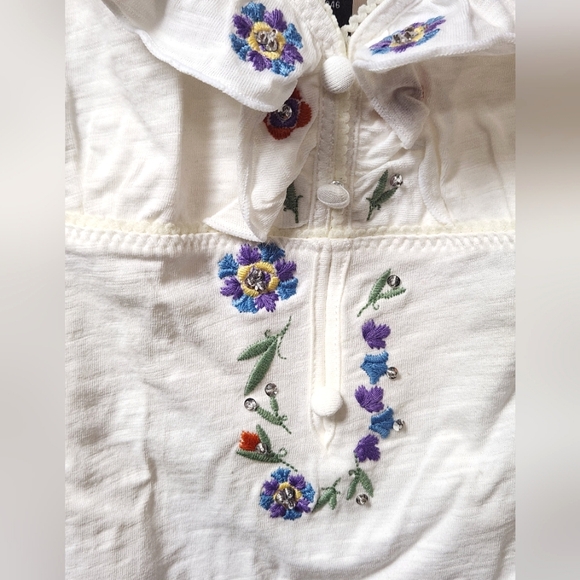 INC International Concepts Embroidered Spaghetti Strap White Boho Top S - Picture 2 of 5